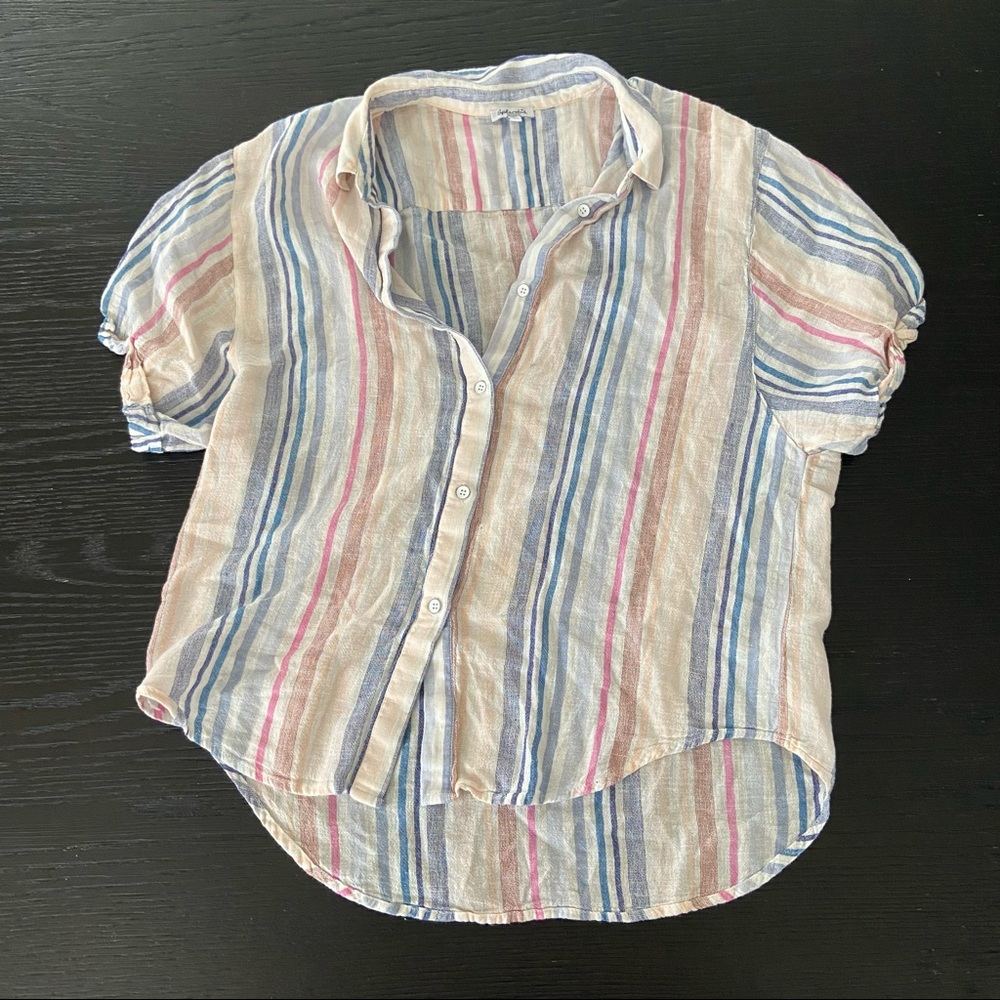 Splendid button up blouse. Rainbow stripes. Size m